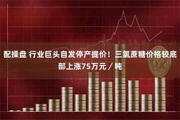 配操盘 行业巨头自发停产提价！三氯蔗糖价格较底部上涨75万元／吨