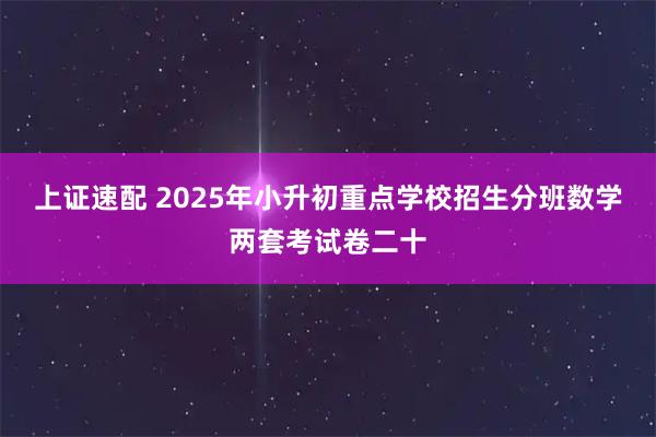 上证速配 2025年小升初重点学校招生分班数学两套考试卷二十